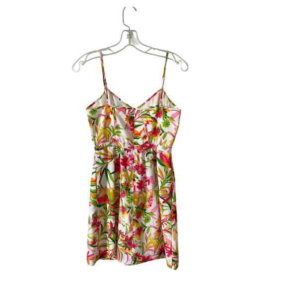 J. Crew Tropical Floral Pocket Strap Mini Dress Cream Pink Green Size 2 - Picture 1 of 10